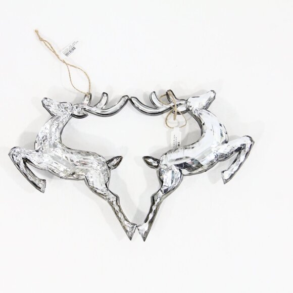 Pottery Barn Reindeer Ornament NEW Set of 2 Mirrored Christmas decor gift - Picture 4 of 7